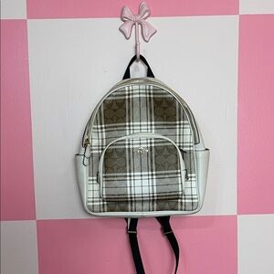 Coach Mini Backpack in Brown and White Plaid